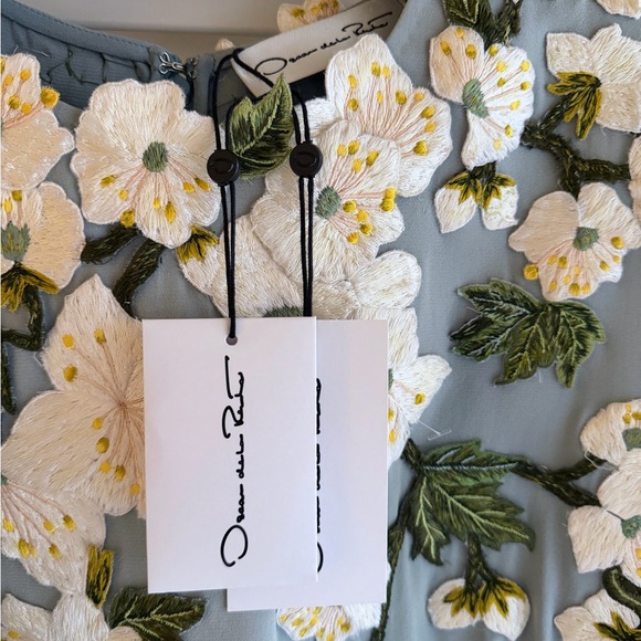 Oscar de la Renta - Blue and Cream Ombré Floral Maxi Dress - Picture 4 of 6